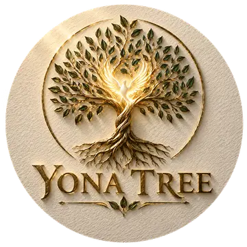 The Yona Tree emblem: a golden tree with green leaves whose branches form a circle, with a radiant dove at its heart.